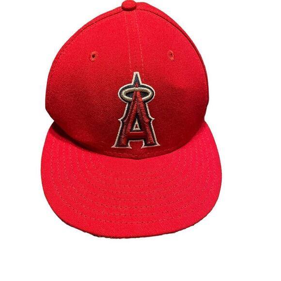 Los Angeles Angels New Era 59Fifty Men's Red Fitted Baseball Hat Size 7 - Picture 2 of 10